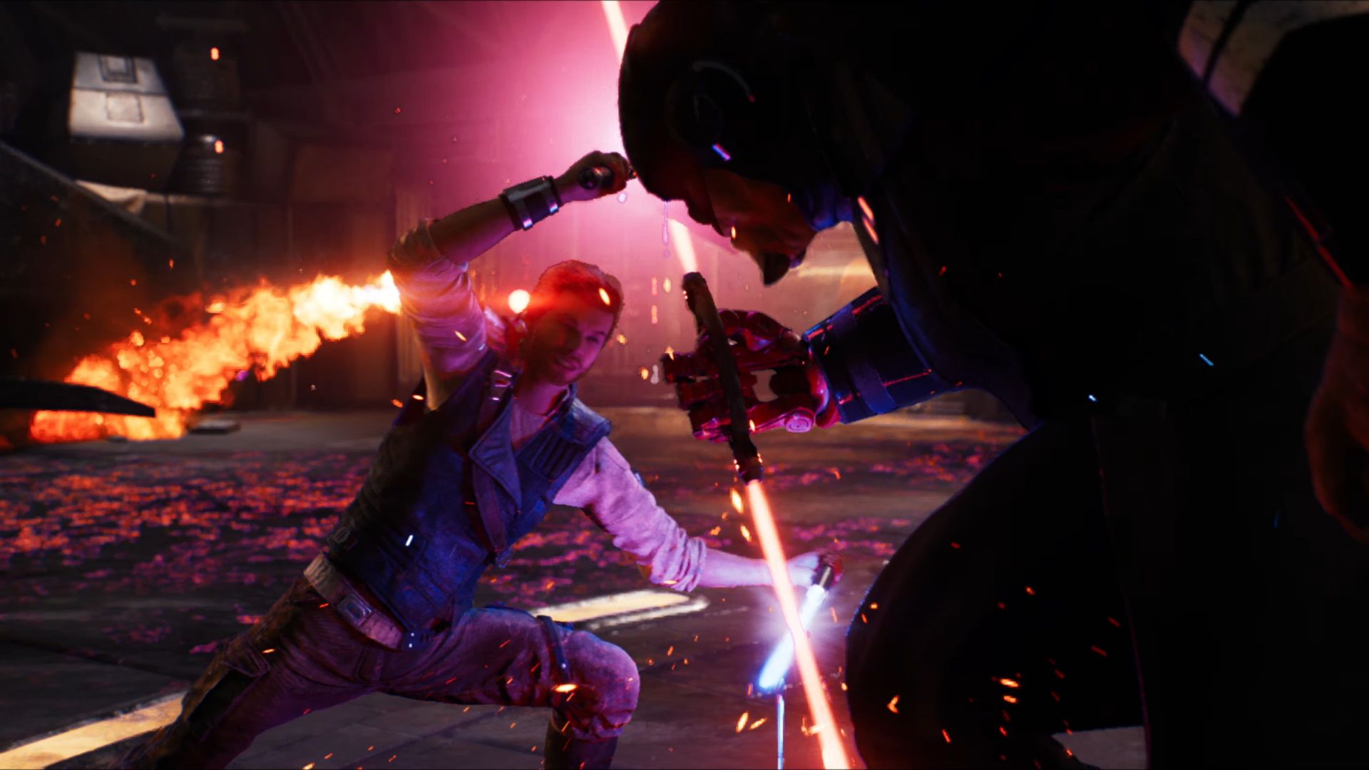 Star Wars Jedi Survivor, Cal using his Dual Stance against The Ninth Sister