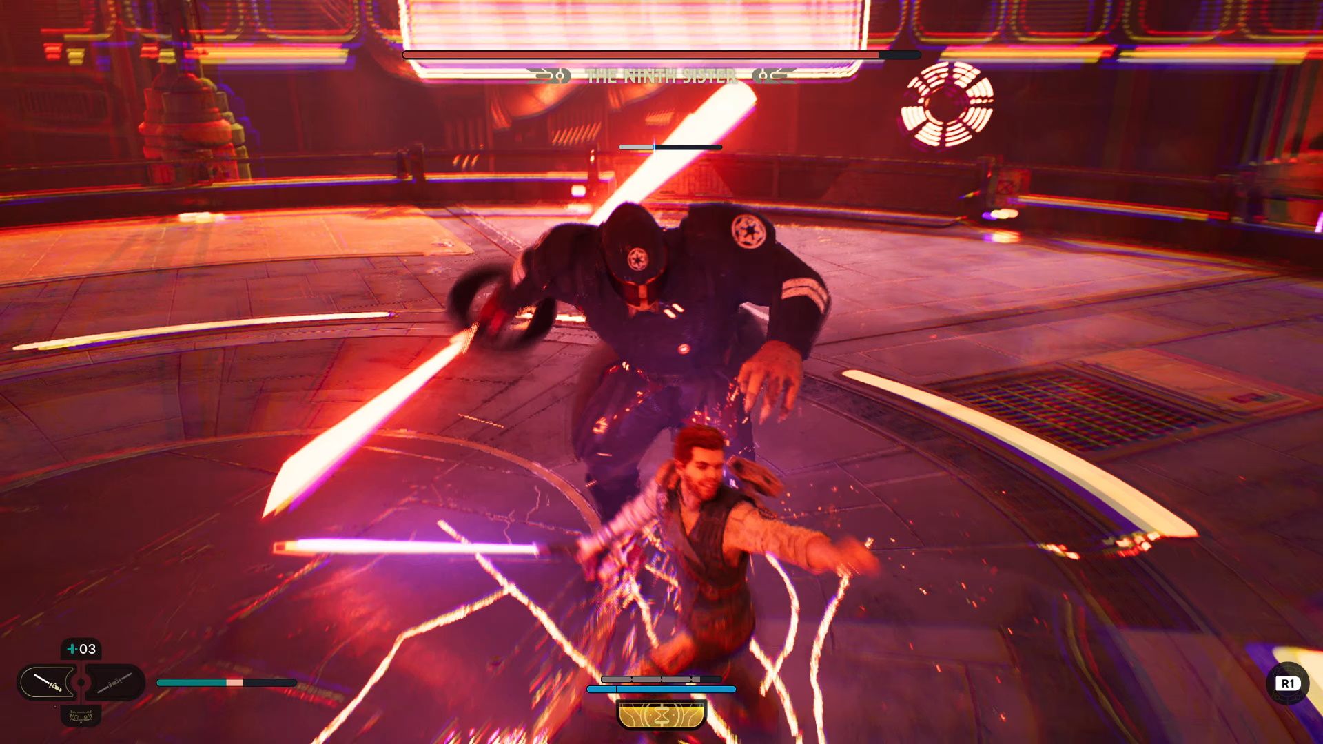 Star Wars Jedi Survivor, Ninth Sister landing a big slash