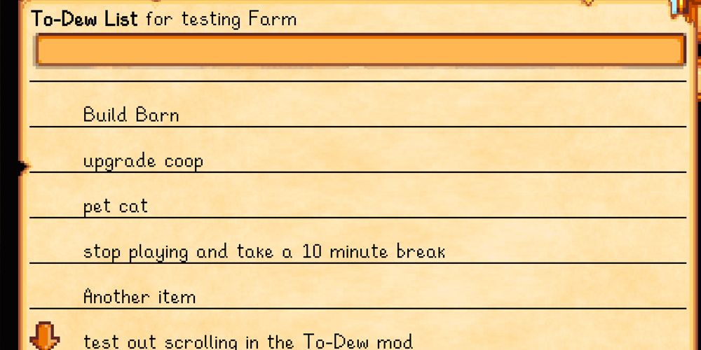 Stardew Valley A list of tasks for the farmer