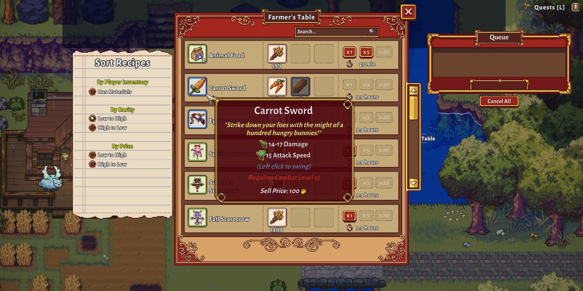 Sun Haven Carrot Sword Stats