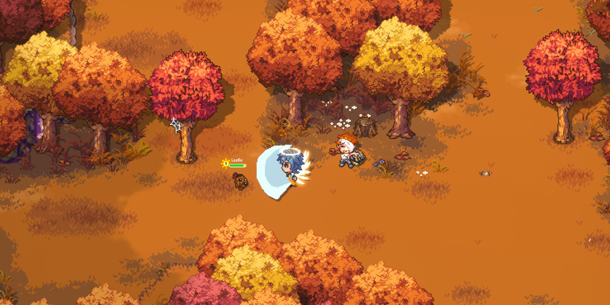 two players fighting a leafie