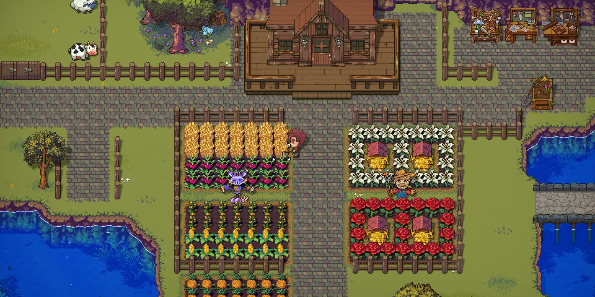 sun haven player tending to crops