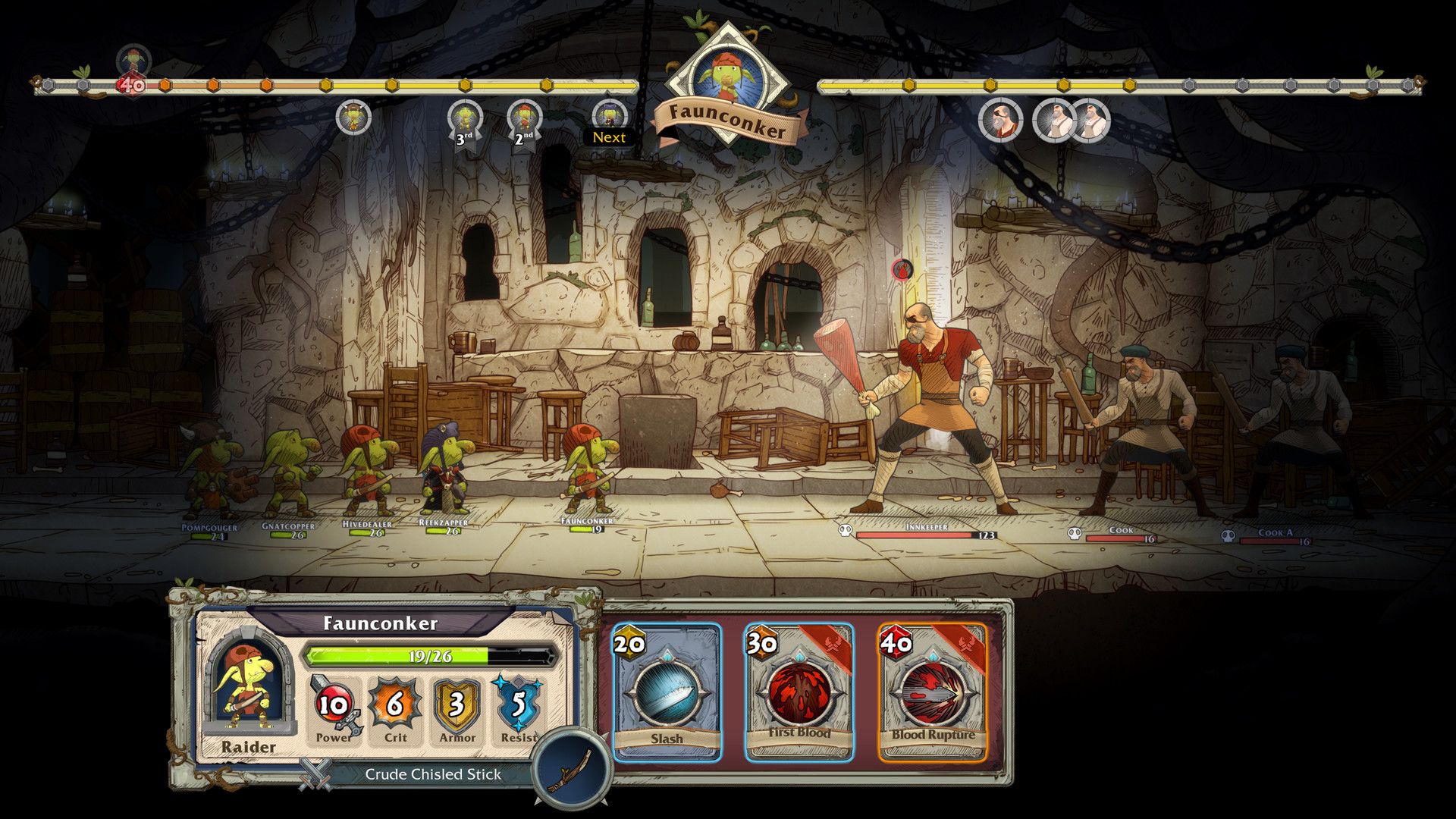The Goblins facing off against adventurers in battle in Goblin Stone.