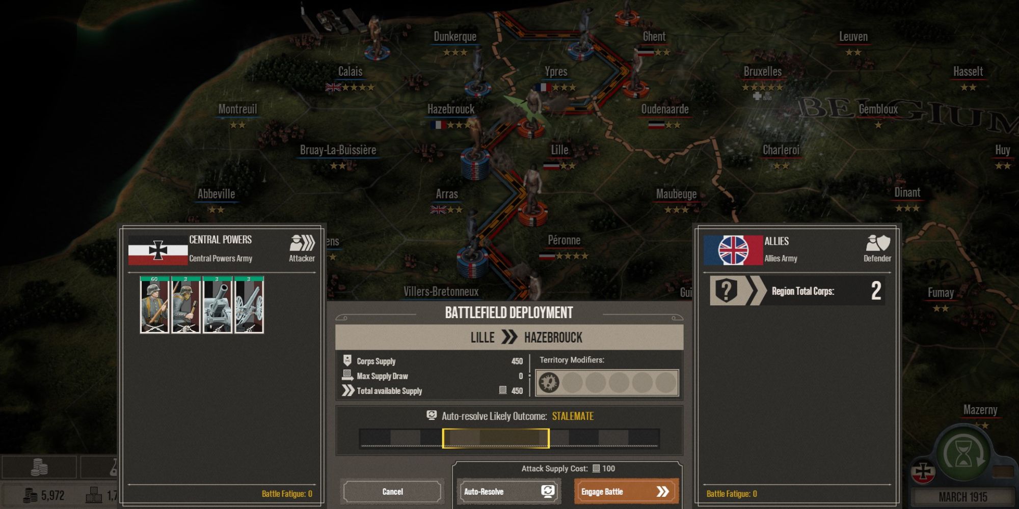 the start of a battle from the strategic map in the great war: western front