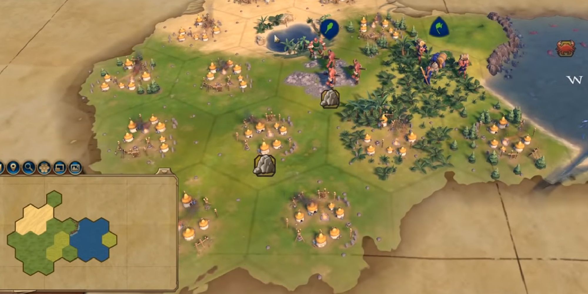 tribal villages on every tile near warrior and settler unit