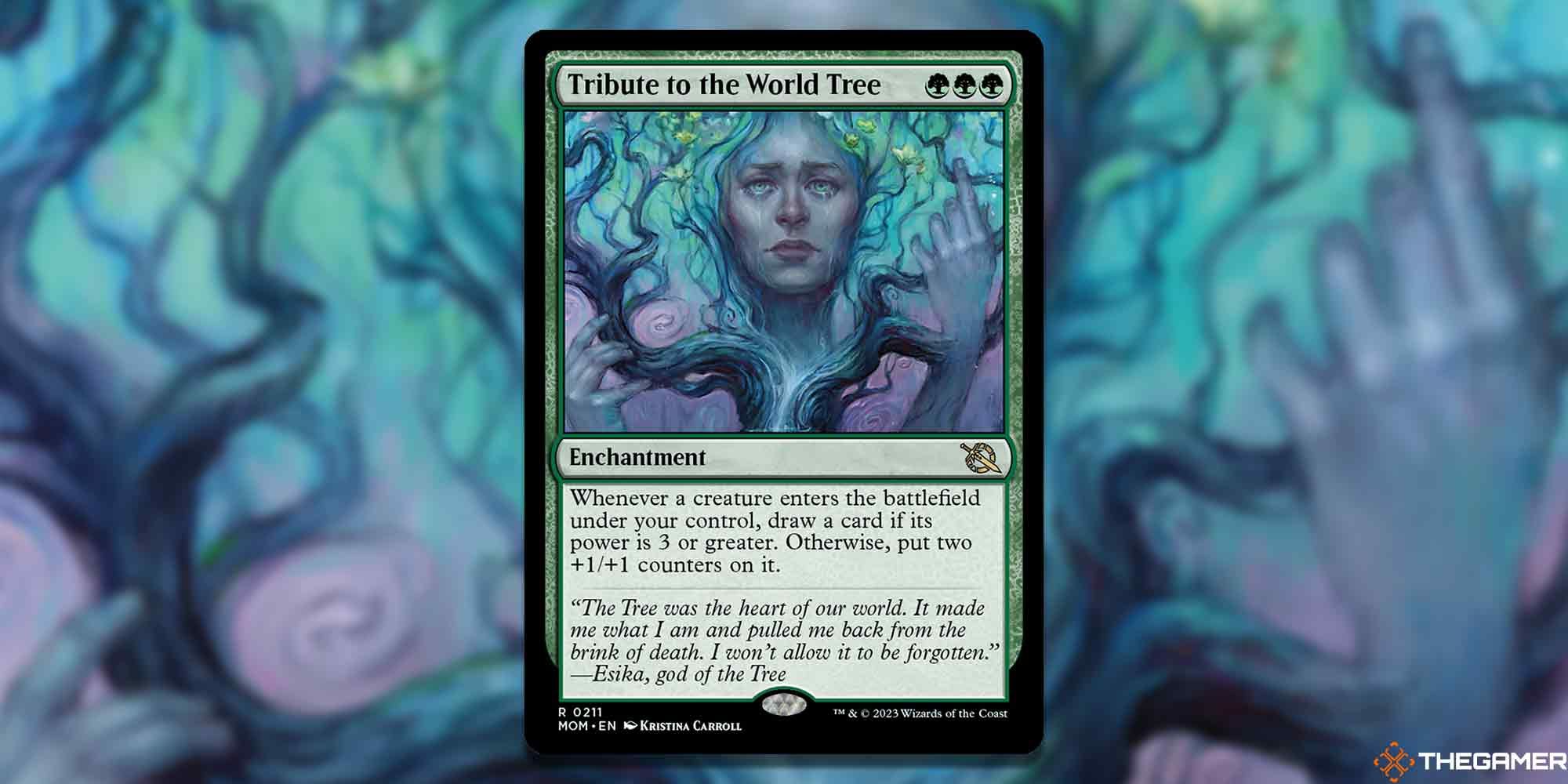 Tribute To The World Tree card and art background in Magic: The Gathering.