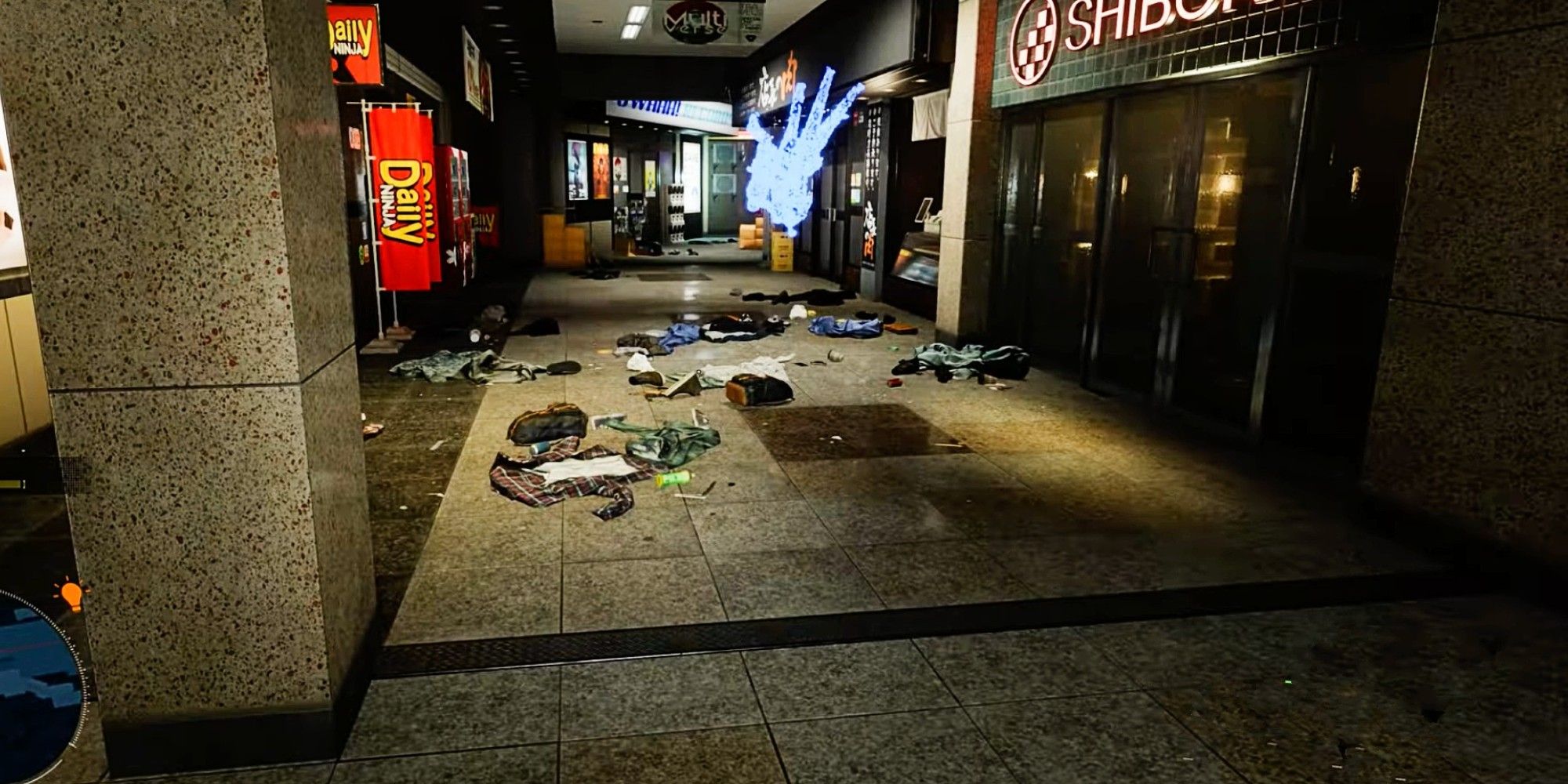 Spirits float defenseless in the air of Shibuya's underground shopping area entrance