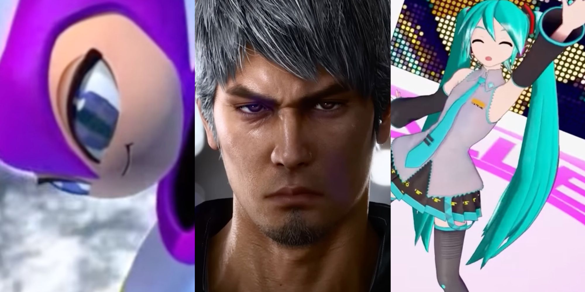 Nights from Nights Series, Kazuma Kiryu from Like A Dragon 8 Trailer, and Hatsune Miku from Project Diva