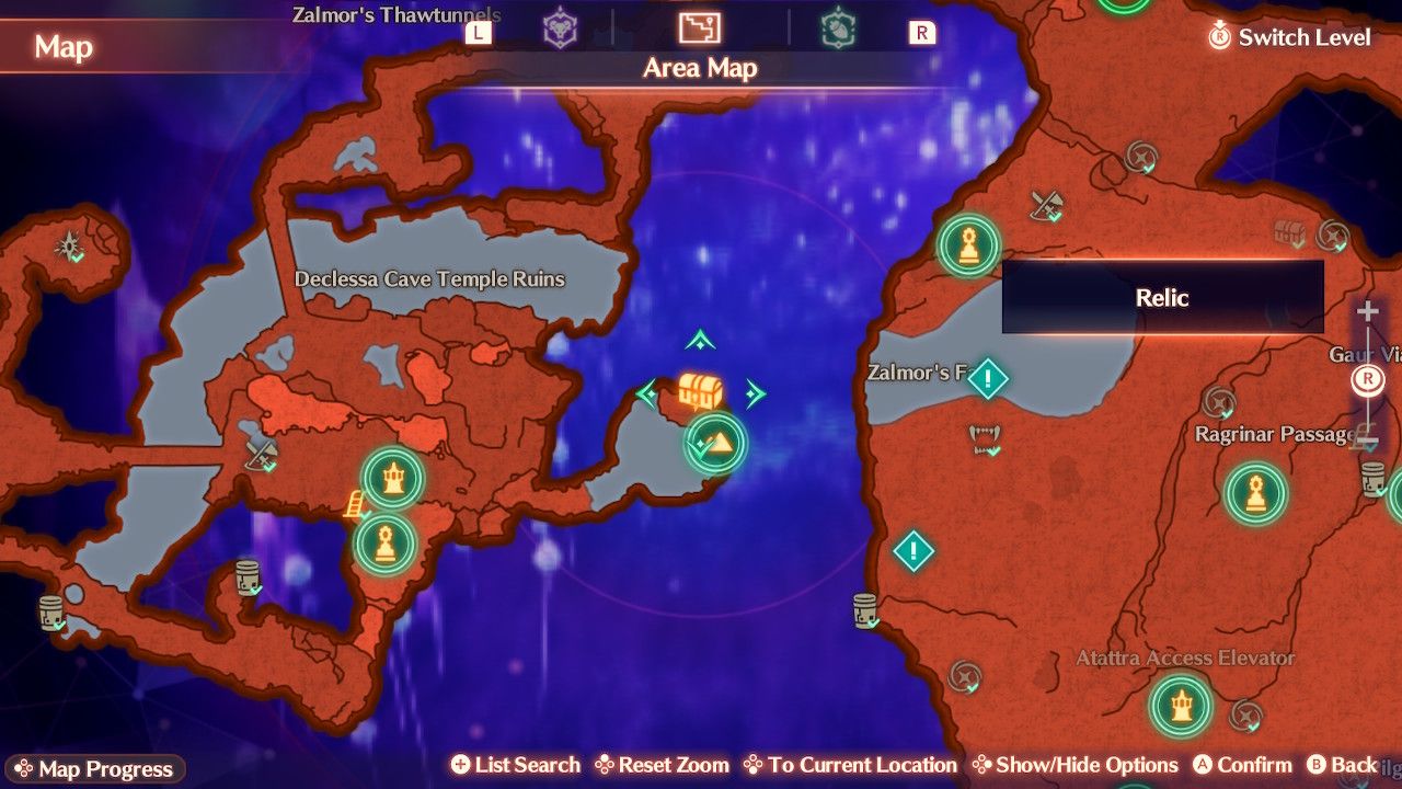 The map location for an Affinity Growth Unlock Kit in Xenoblade Chronicles 3: Future Redeemed.