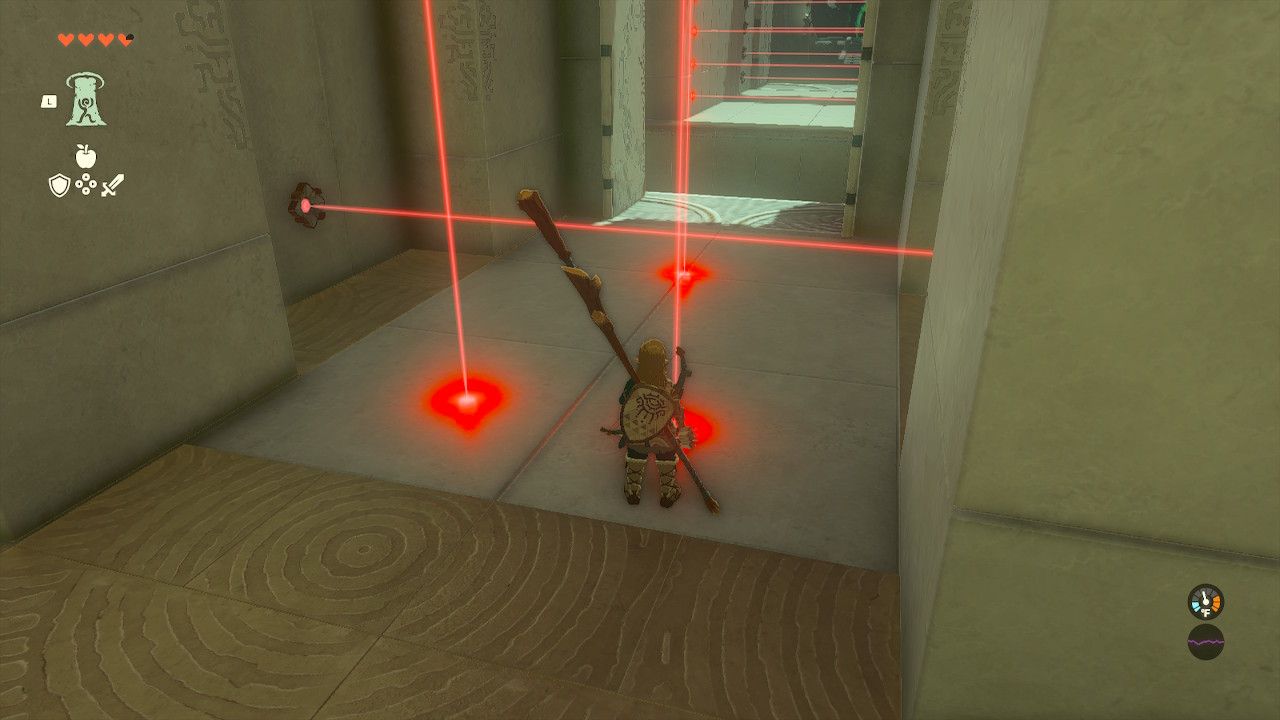 Link Prepares To Step Into Lasers To Reveal Hidden Path Below In Tears of the Kingdom