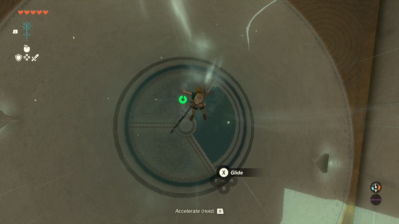 Link Dives Toward The Hole In A Giant Fan Below in The Legend Of Zelda Tears Of The Kingdom.