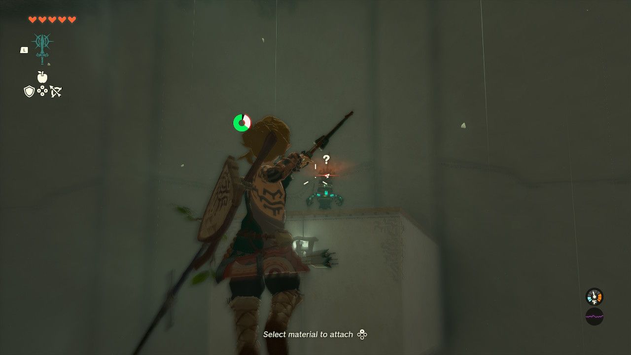 Link Slow Falls With bow To Snipe Zonai Archer in The Legend Of Zelda Tears Of The Kingdom.