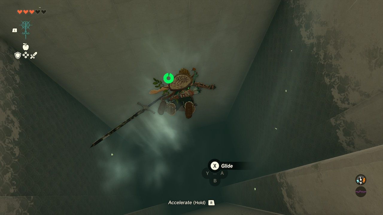 Link Dives Through Window Into Next Gatakis Shrine Chamber in The Legend Of Zelda Tears Of The Kingdom.