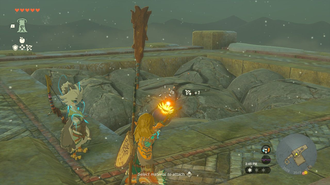 Link Prepares To Fire Bomb Flower Arrow At Rocks Blocking Ship Sail In Tears Of The Kingdom