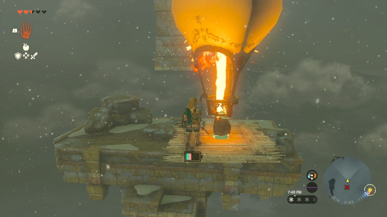Link Uses Balloon To Climb Toward Wind Temple In Tears Of The Kingdom