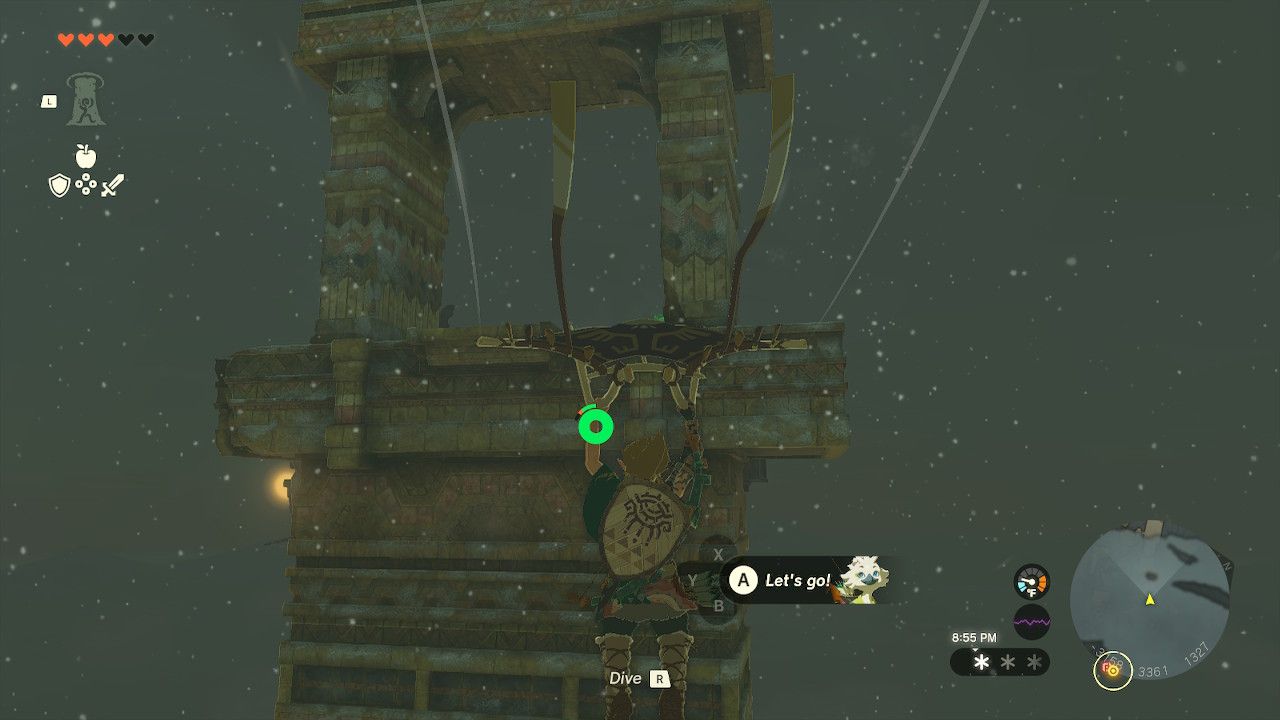 Link Glides Over To Gateway Pillar Near Kahatanaum Shrine In Tears Of The Kingdom
