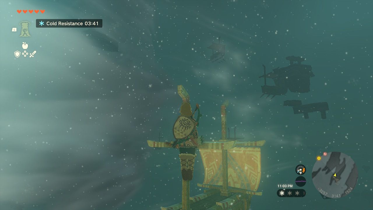 Link Jumps Up From Sail Besides Wind Temple Storm In Tears Of The Kingdom