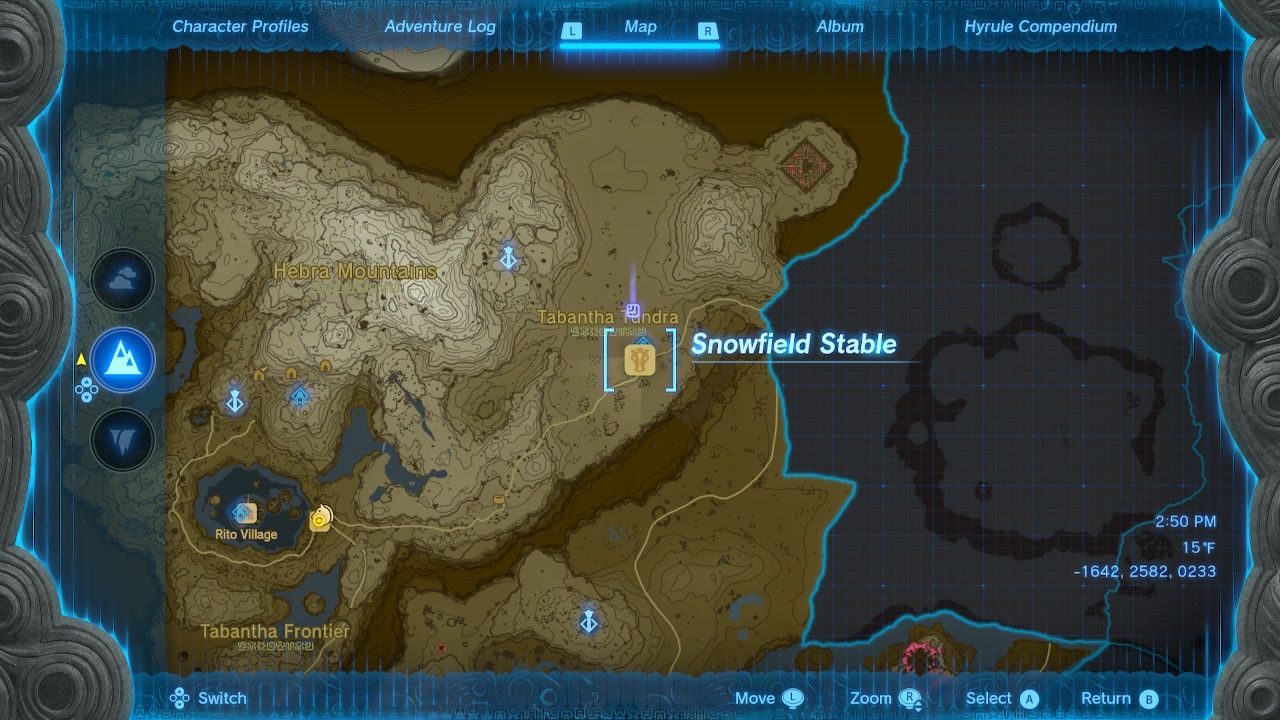 Snowfield Stable Map Location  In Tears of the Kingdom