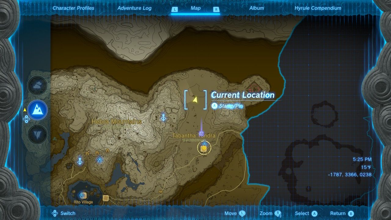 Map Location Of The Golden Horse North Tabantha Snowfield In Tears of the Kingdom