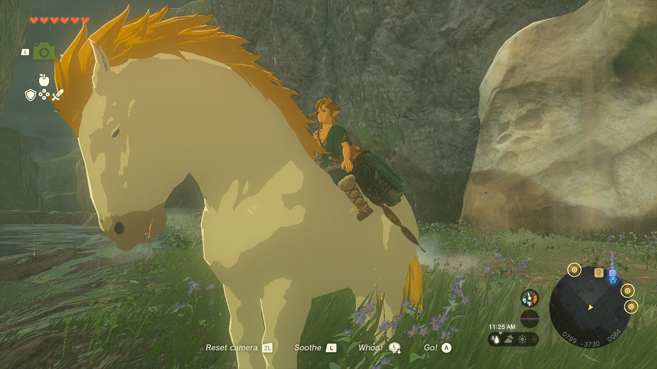 Link Tames Giant White Stallion At Old Malanya Shrine