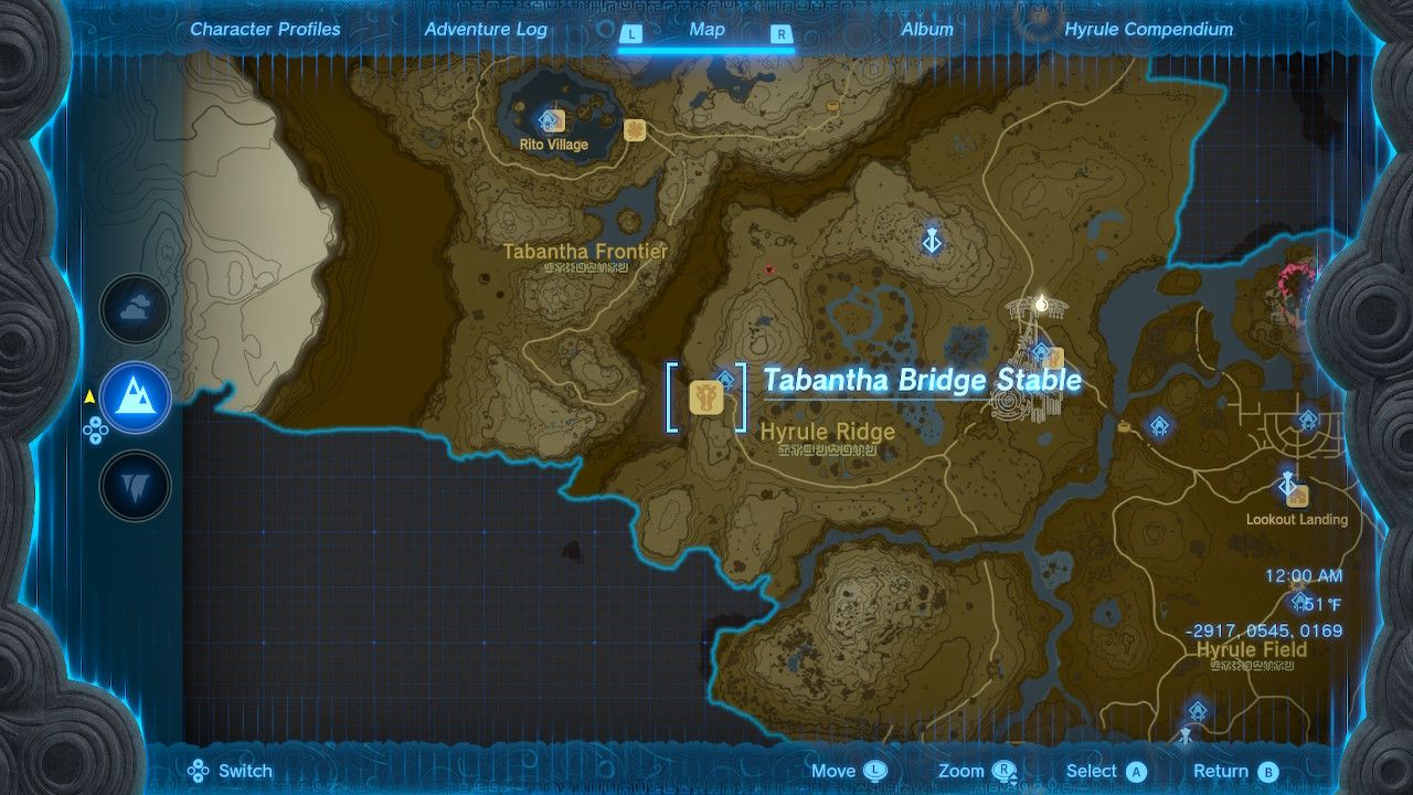Map Location Of Tabantha Bridge Stable