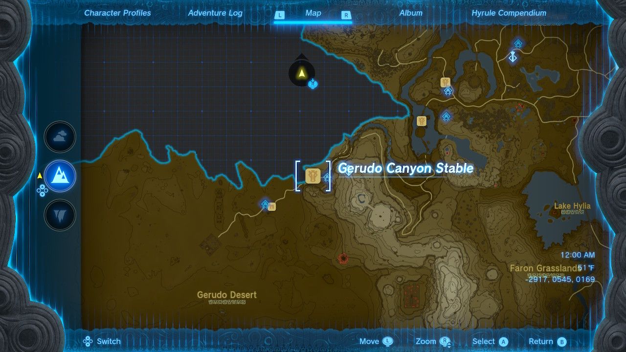Gerudo Canyon Stable Map Location