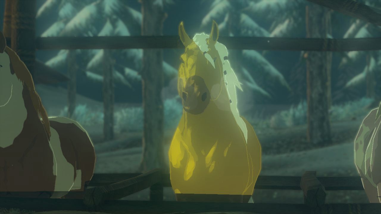 Up Close Photo Of Golden Horse At Snowfield Stable