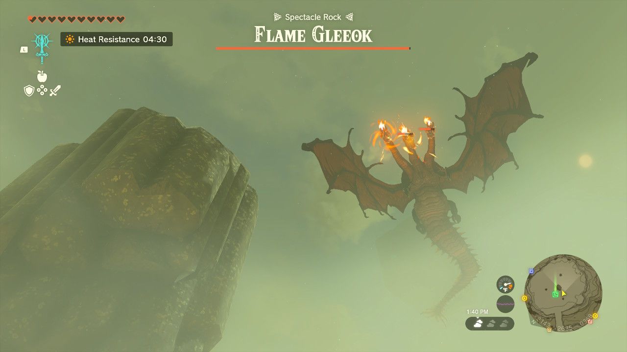 Flame Gleeok Prepares To Shoot Down Fire Lasers On Critically Wounded Link