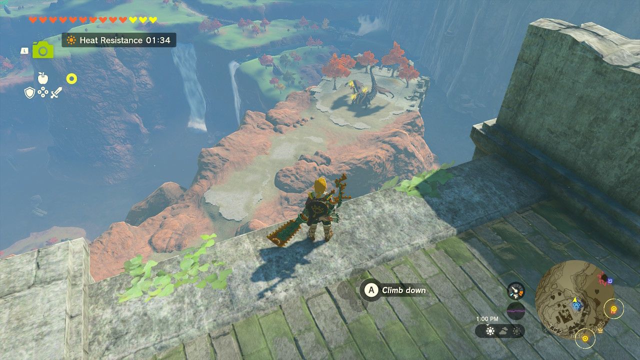 Link Looks Down At Akkala Citadel Thunder Gleeok From A Distance