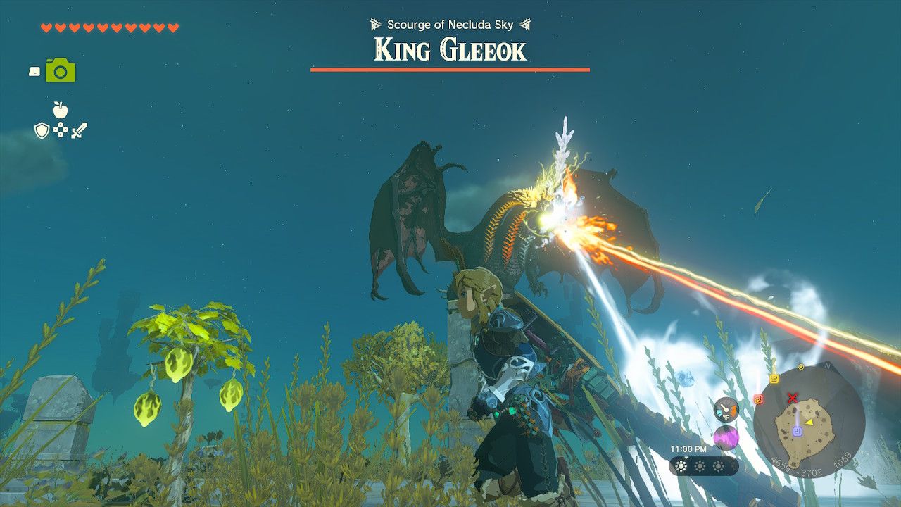 King Gleeok Uses Lasers Of Each Element While Link Runs Away