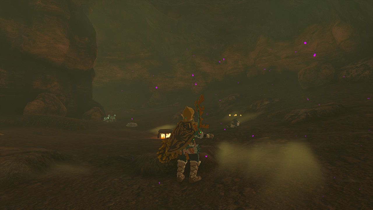 Link Looks At Defeated Monsters And Unconscious Soldiers Inside Monster Den