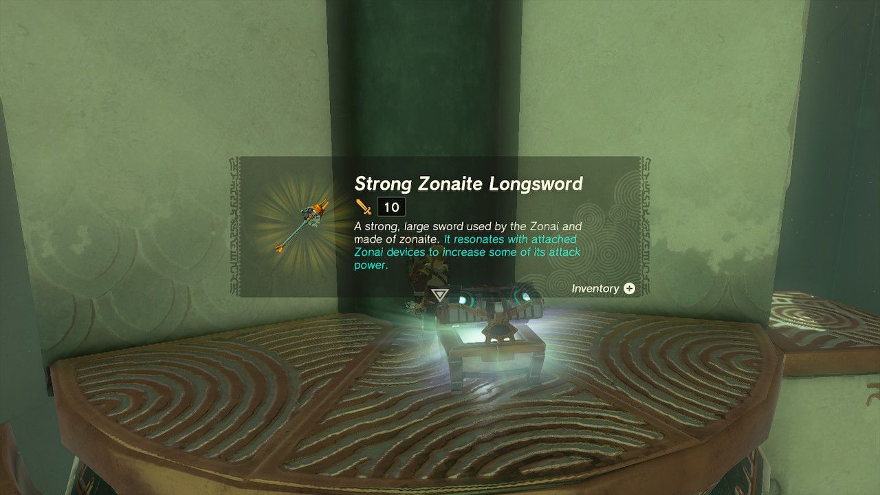 Link Loots Zonaite Longsword From Hidden Pillar Chest In The Legend of Zelda Tears of the Kingdom