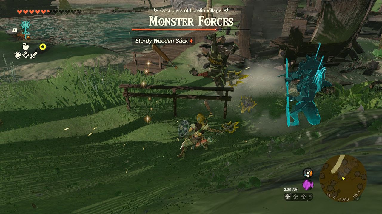 Link Fights Monster Forces At Lurelin Village