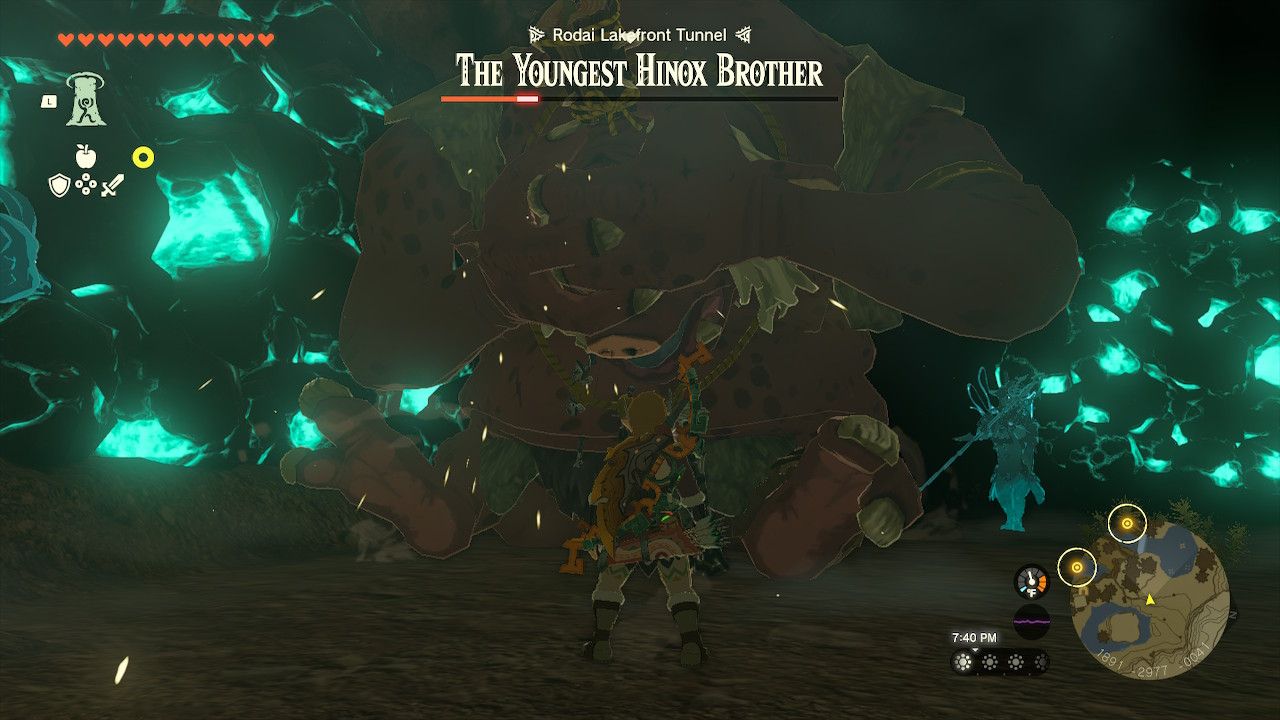 The Legend Of Zelda: Tears Of The Kingdom Link Faces Youngest Hinox Brother After It Is Stunned And Near Death