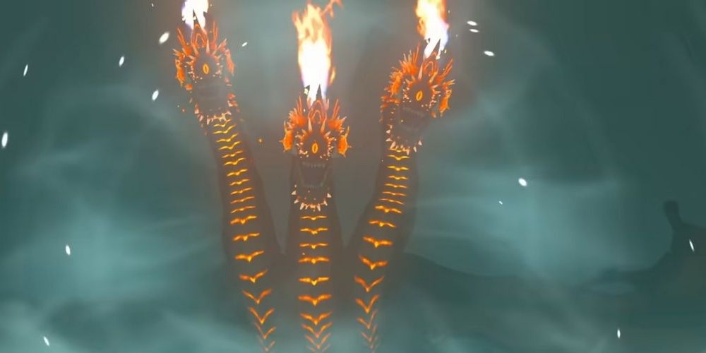A Gleok towering through mist in The Legend of Zelda Tears of the Kingdom the video game