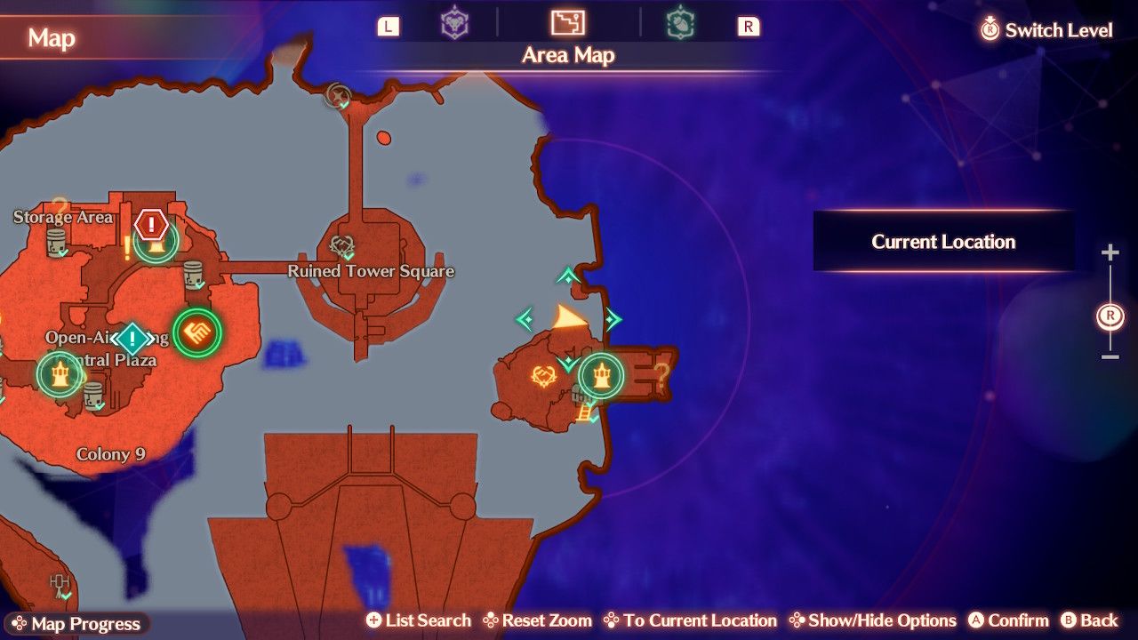 The map location for an Affinity Growth Unlock Kit in Xenoblade Chronicles 3: Future Redeemed.