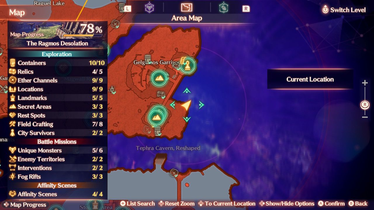 The map location for an Affinity Growth Unlock Kit in Xenoblade Chronicles 3: Future Redeemed.