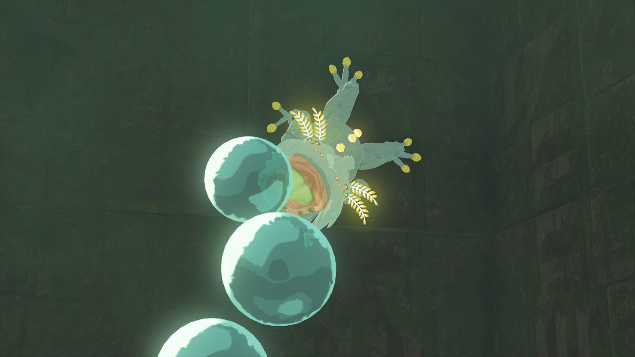 a bubbulfrog spitting bubbles at link in tears of the kingdom bubbul gem guide
