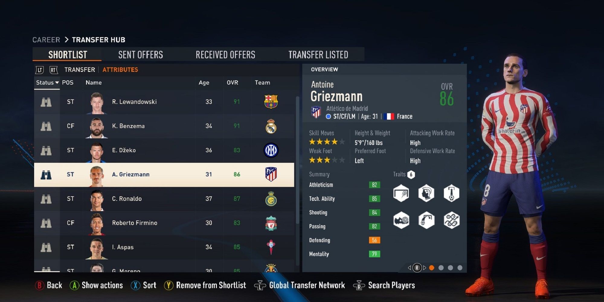 A screenshot of Antoine Griezmann in FIFA 23