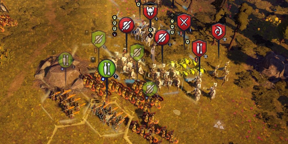 a battle between two small melee armies in age of wonders 4