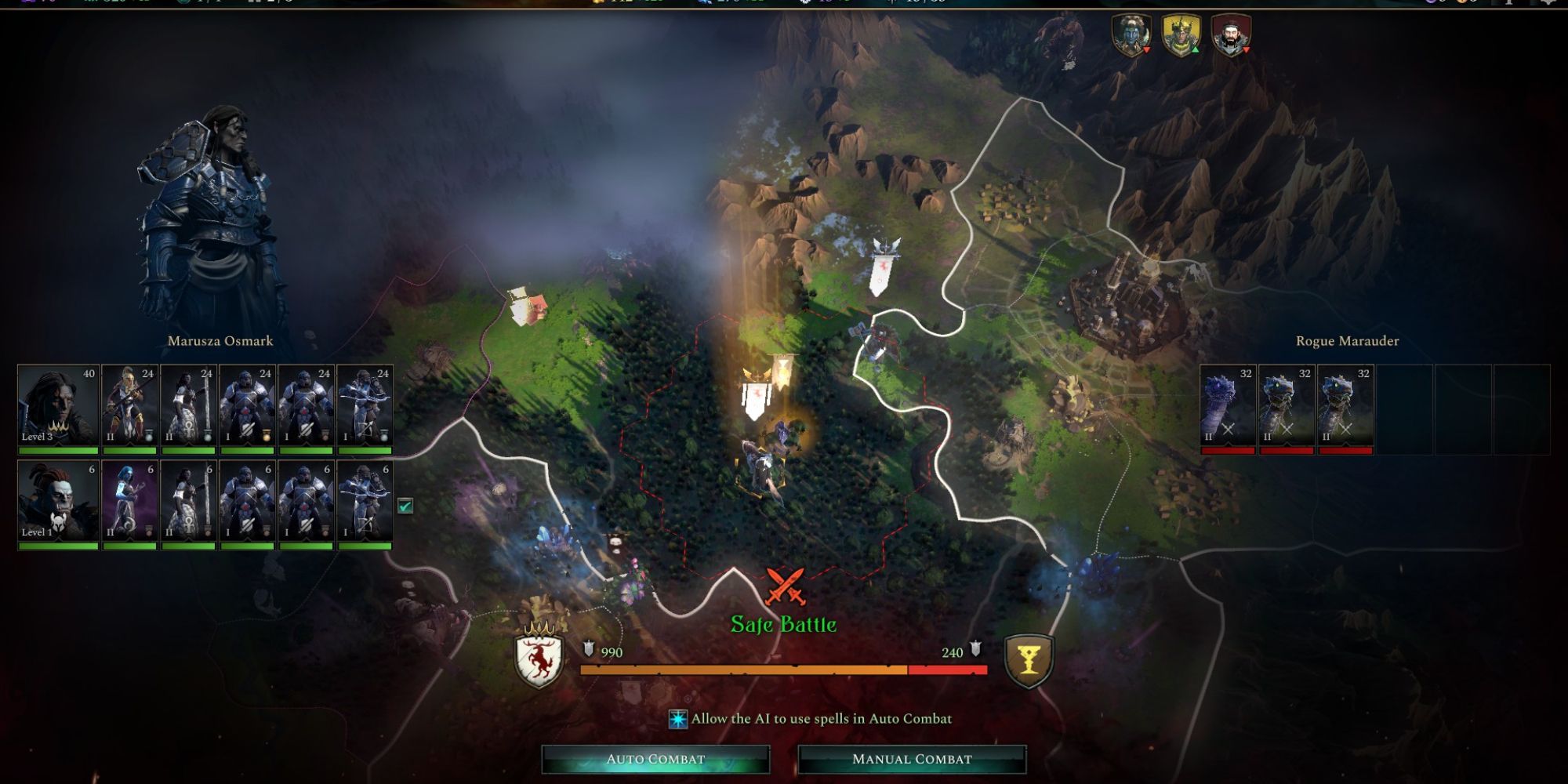 an easy early-game battle in age of wonders 4