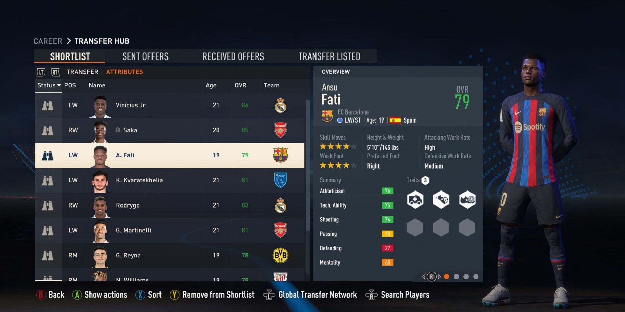 An image of Ansu Fati in FIFA 23