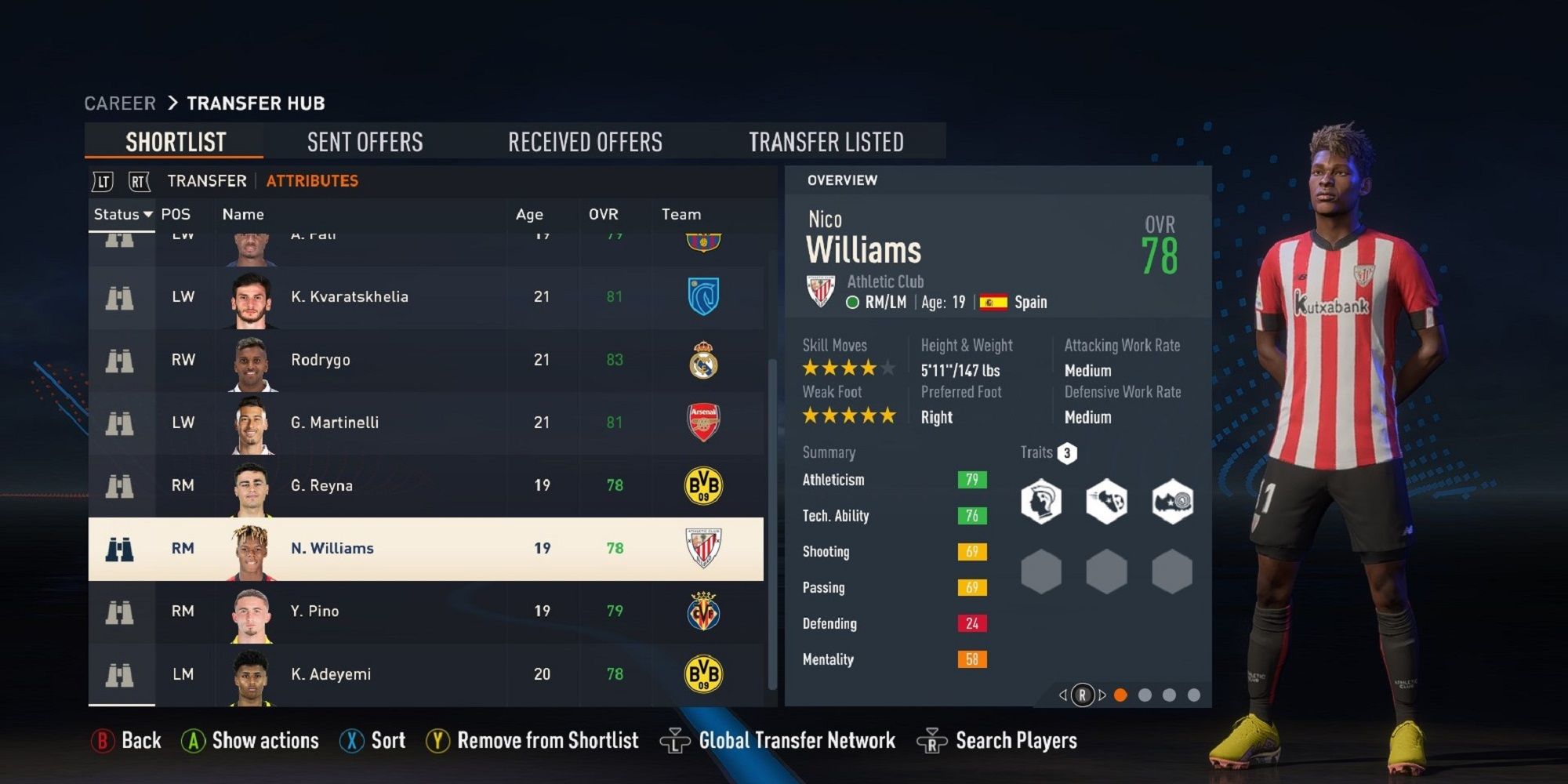 An image of Nico Williams in FIFA 23