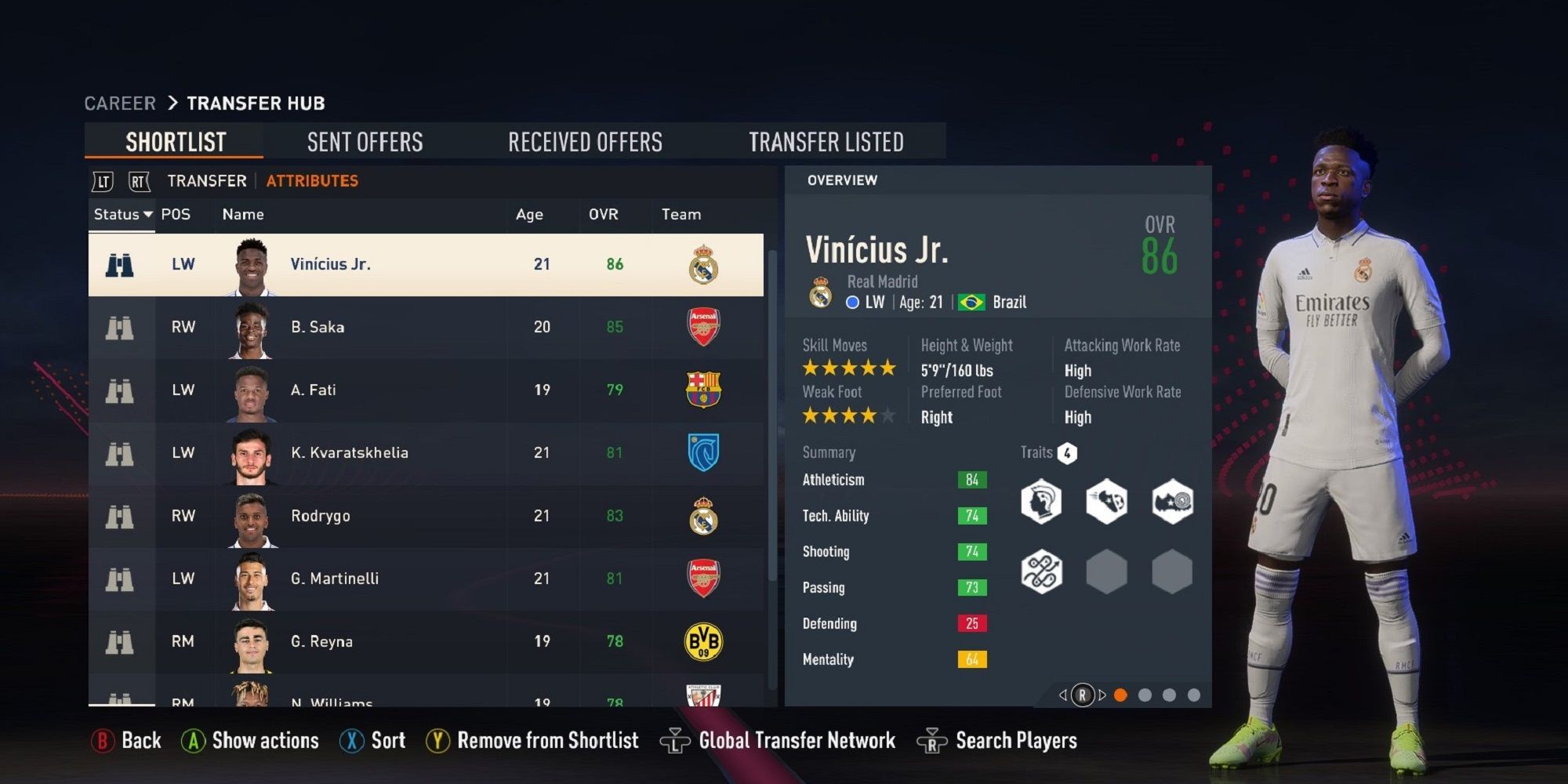 An image of Vinícius Júnior in FIFA 23