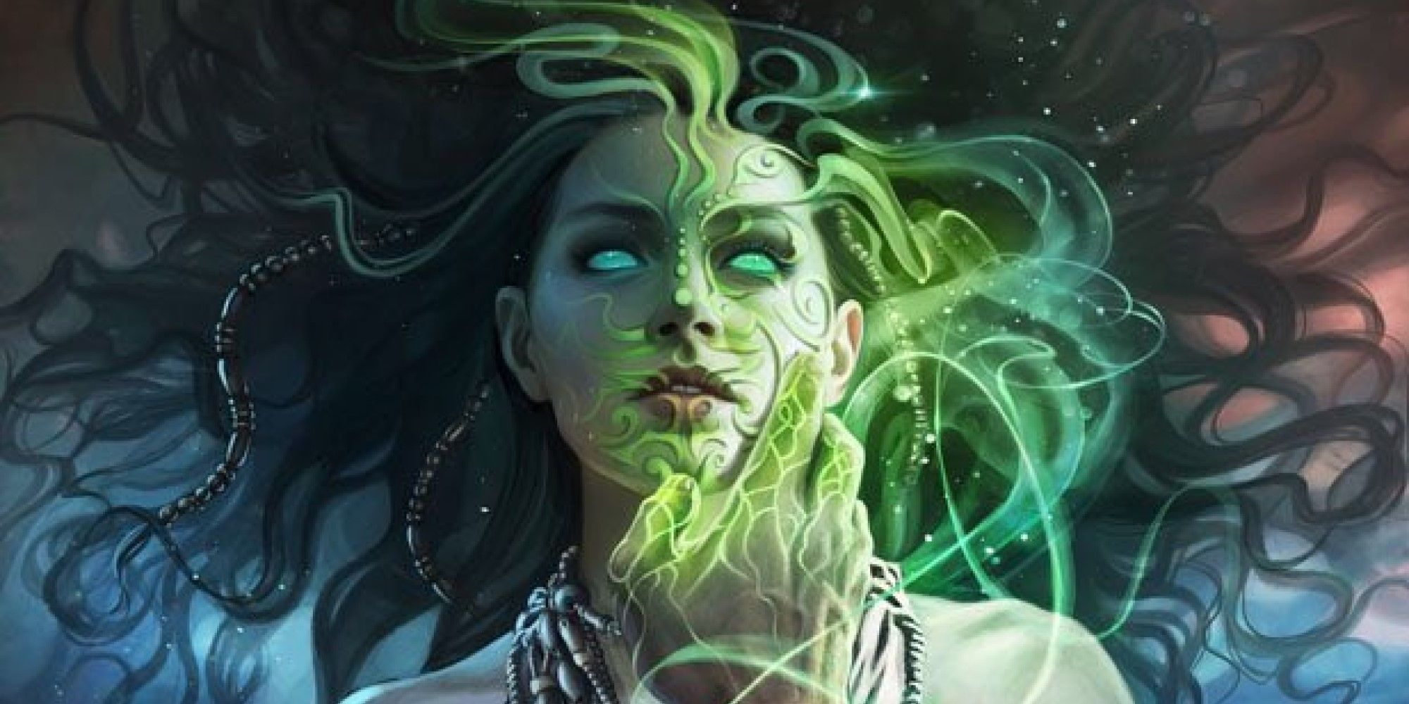 MTG A woman wearing an ethereal green mask
