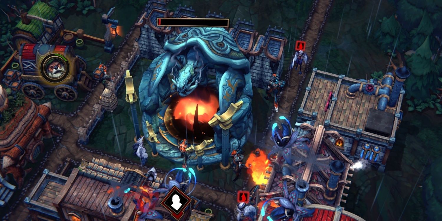 The Ancient Hearth, under attack from Blighrot Cysts. The Blight Fighters are fighting the Cysts nearby