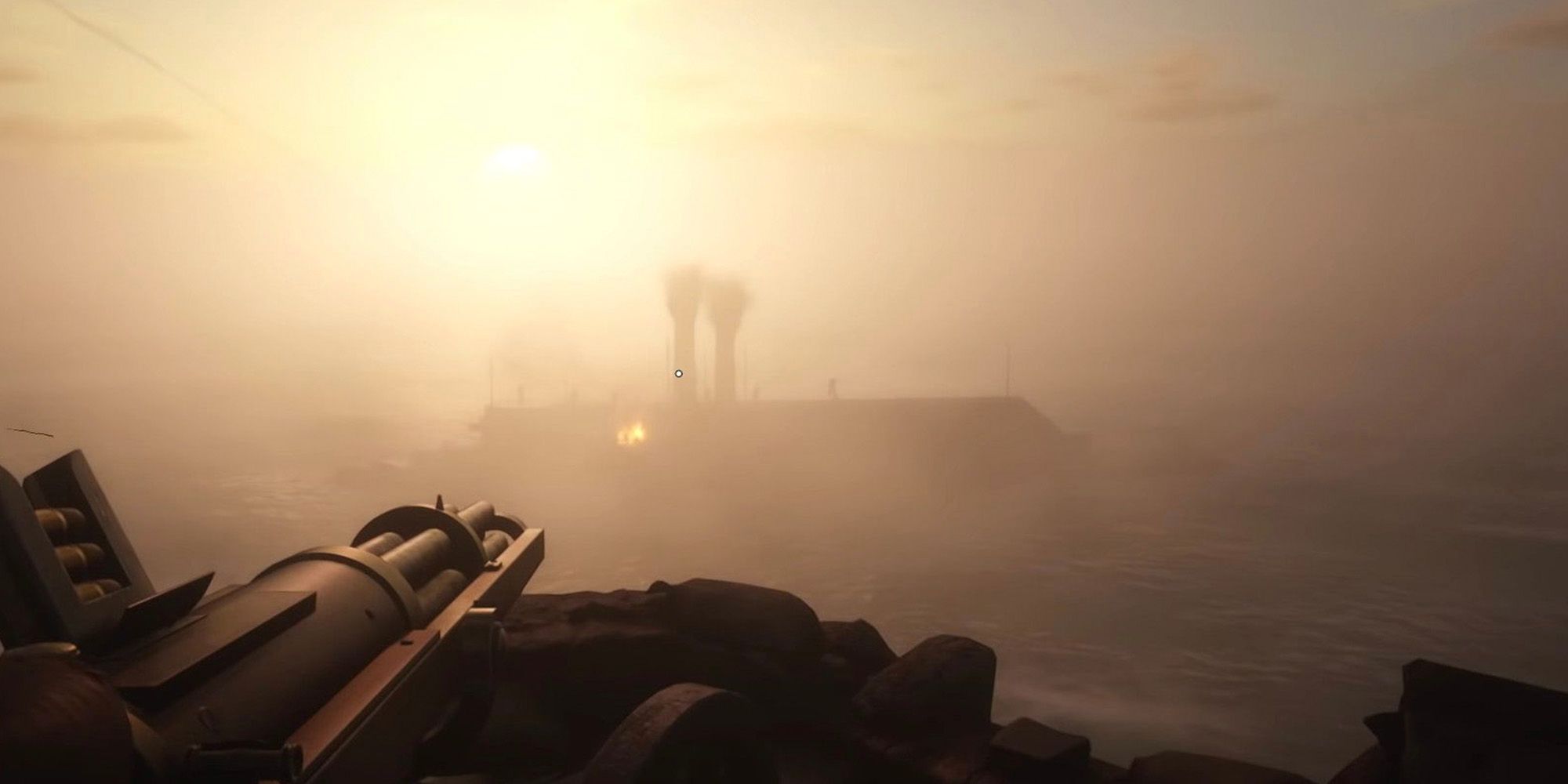 Arthur shoots a cannon at a spanish warship in red dead redemption 2