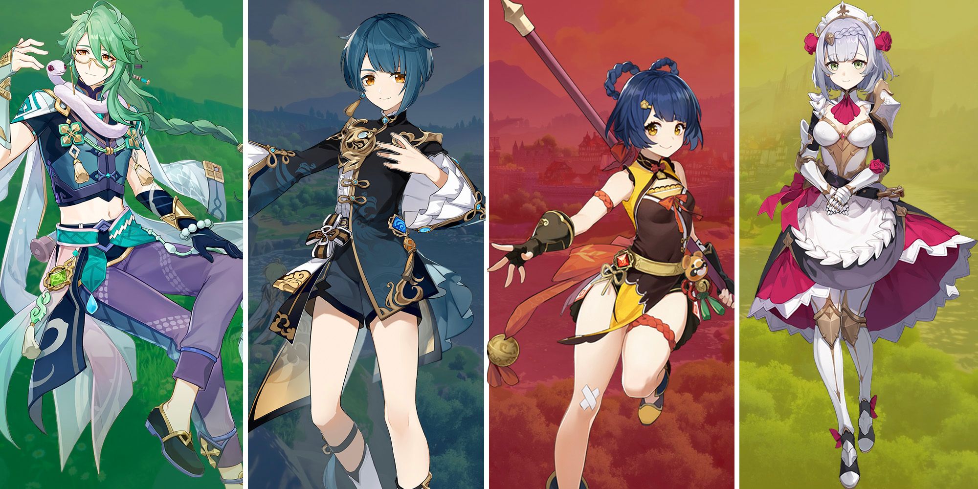baizhu xingqiu xiangling and noelle team composition in genshin impact
