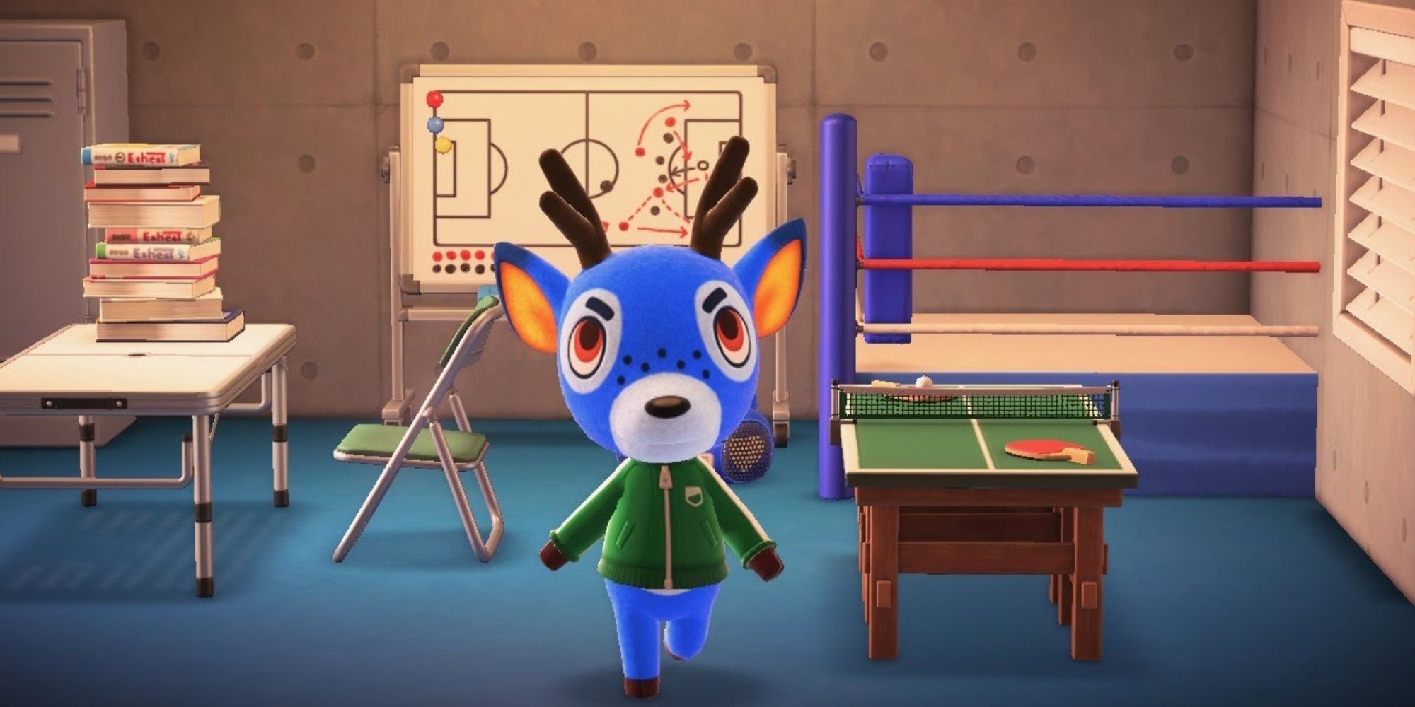 Bam in his house in Animal Crossing New Horizons