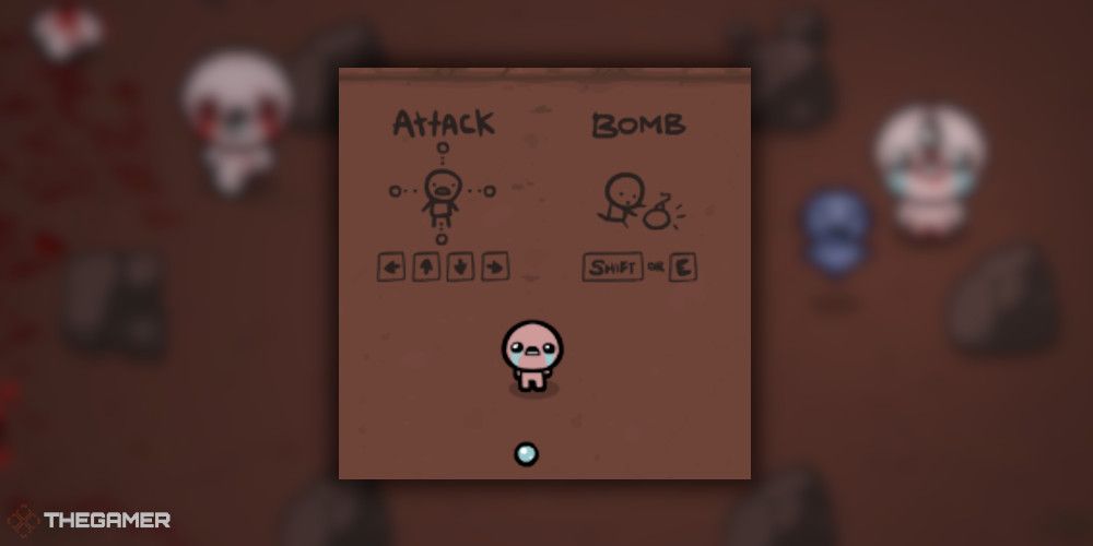 Binding of Isaac Tutorial Text Over Gameplay